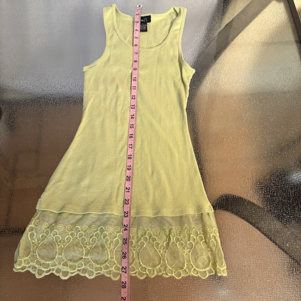 Rue21 Y2K Lace Trim Tank Top Womens Medium Fairy Festival Sheer Boho Green - Picture 4 of 6